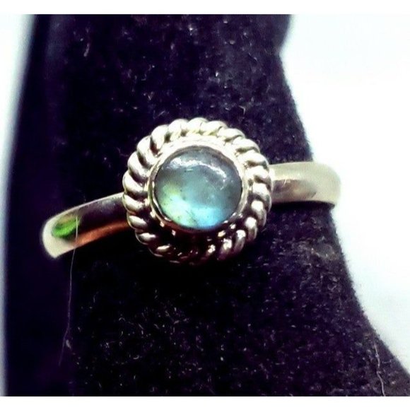 Blue labradorite crystal ring handmade sterling silver 925 size 7